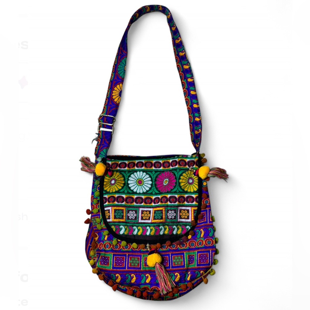 Lakhays Colorful Embroidered Pom Pom Women's Bag Made in India